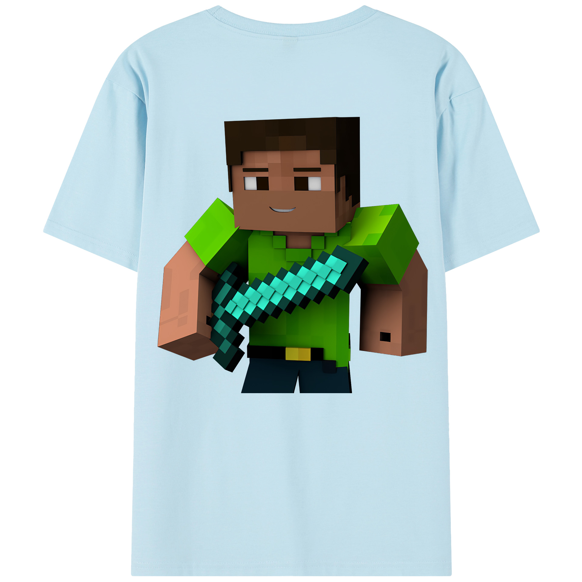 （画像用） マインクラフト ブロックの世界 Minecraft MC Block world 綿100％半袖Tシャツ（背面プリント）